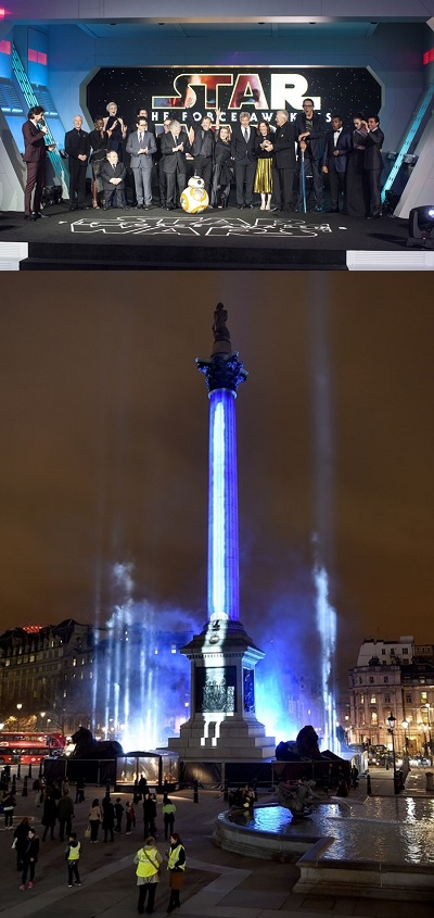 ロンドンに巨大ライトセーバー出現！　『スター・ウォーズ／フォースの覚醒』ヨーロッパプレミア開催