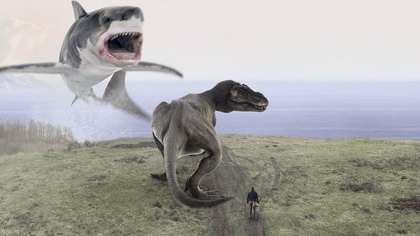 【フォト】サメが舞い、恐竜とも対決！　『ビバヒル』アイアン・ジーリング主演『シャークネード ラスト・チェーンソー ４DX』場面写真