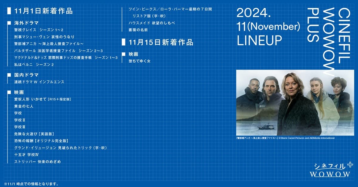 Amazon Prime Video【シネフィルWOWOW プラス】11月配信予定の海外ドラマ